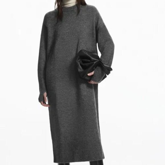 NWT COS Alpaca Wool Sweater Dress Charcoal Gray Size M! EXTREMELY RARE! - Picture 3 of 17